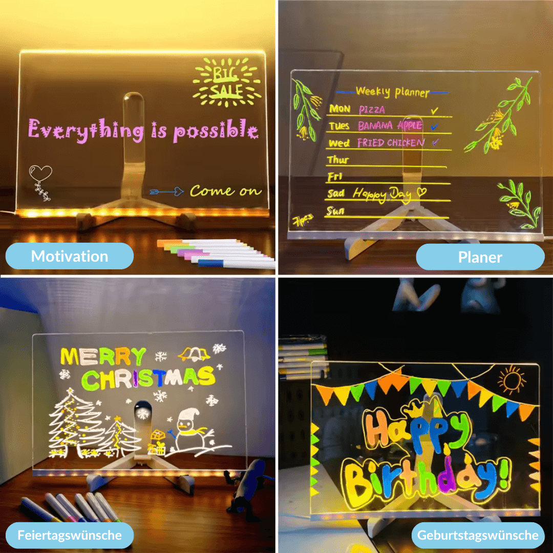 Kiddli Reusable LED Drawing Board with Light Pen