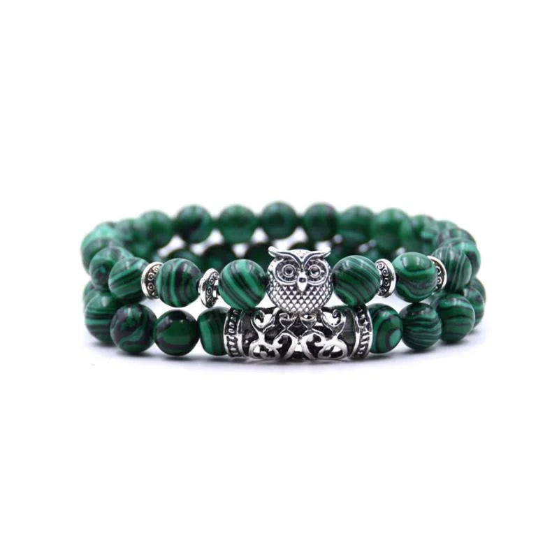 Skanto | Owl Charm Natural Stone Bracelet