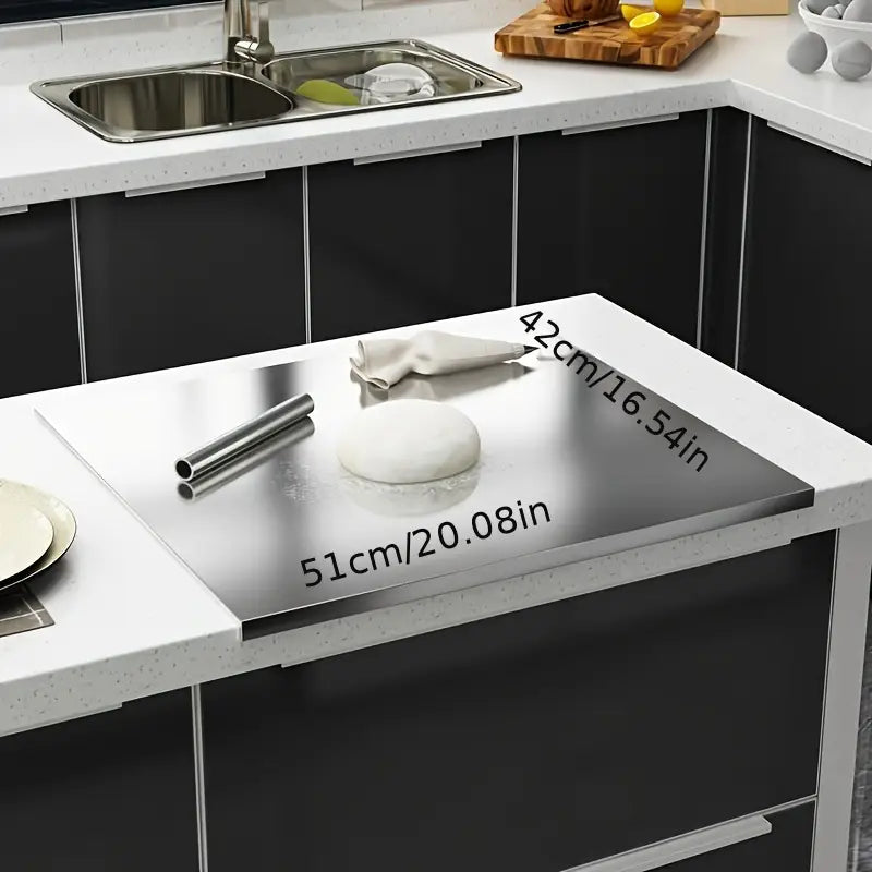 Double-sided stainless steel cutting board – Non-slip & hygienic | Perfect for the kitchen | Karnz