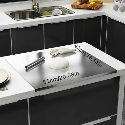 Double-sided stainless steel cutting board – Non-slip & hygienic | Perfect for the kitchen | Karnz