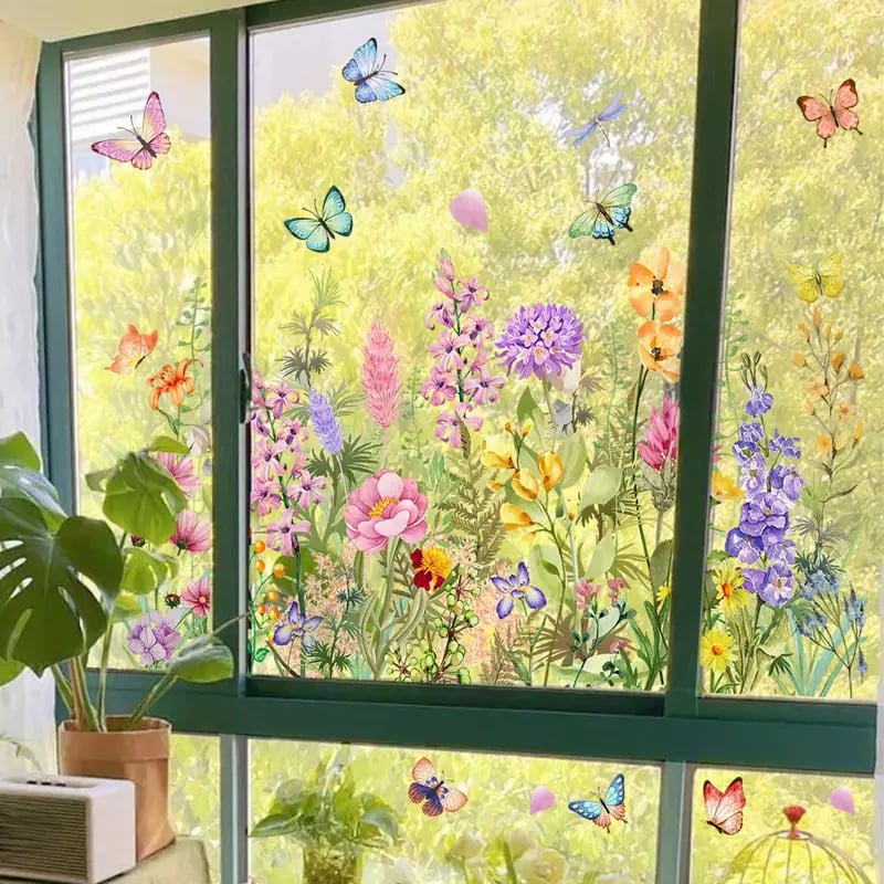 BowLift | 💐 Colorful Floral Bouquet Window Sticker 🖼️ (Removable without leaving marks)