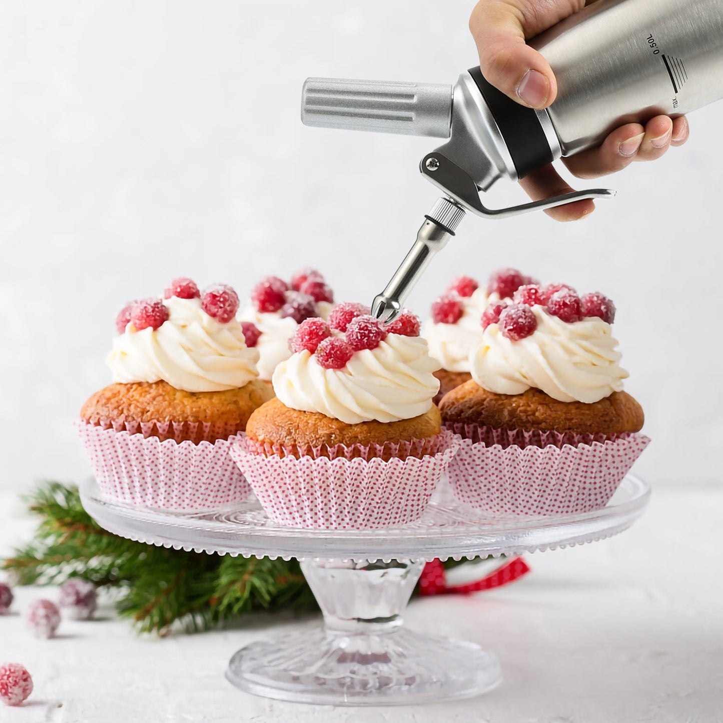 Cream dispenser stainless steel with 3 nozzles 500ml | Karnz