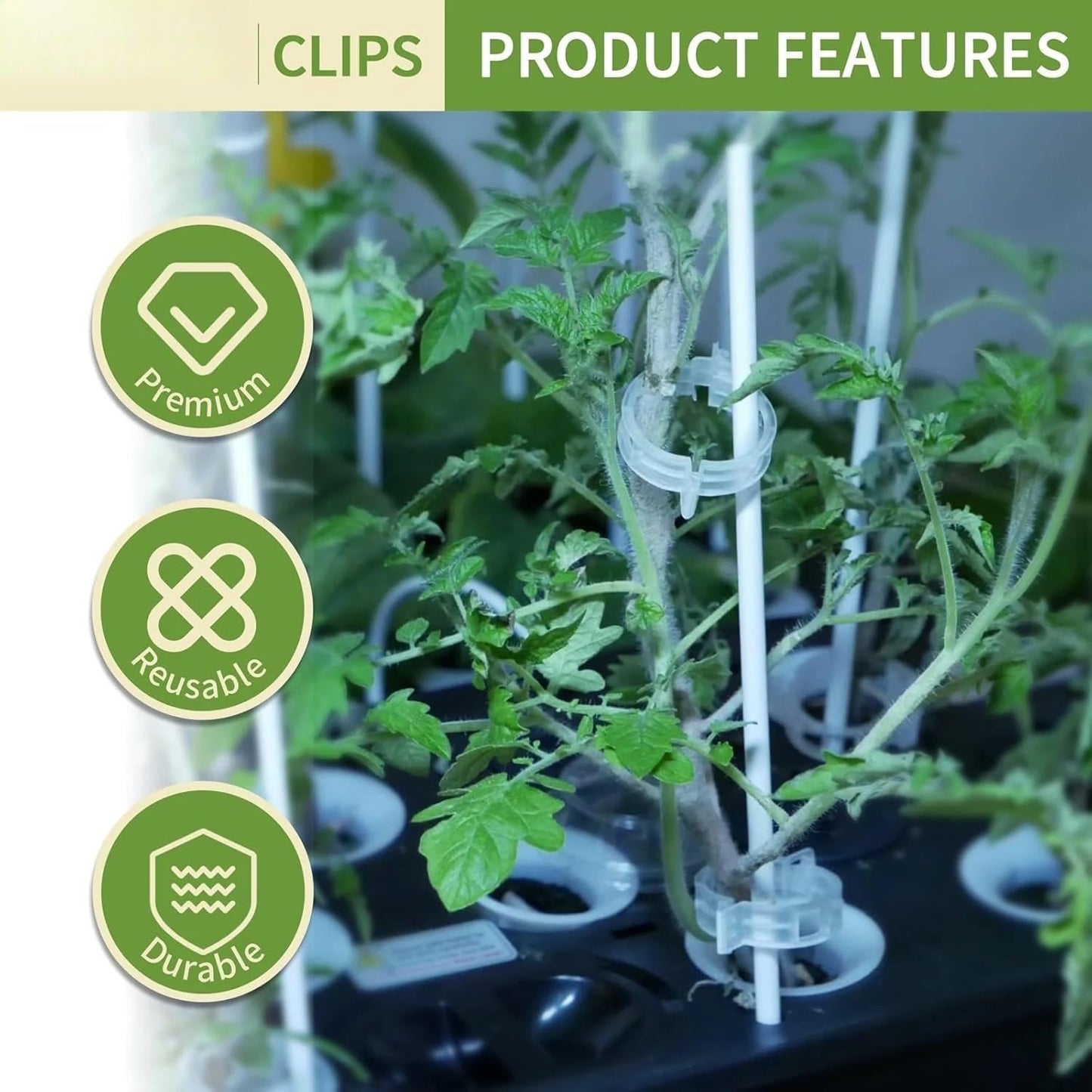 BowLift | Tomato Clips, Plastic Trellis Clips