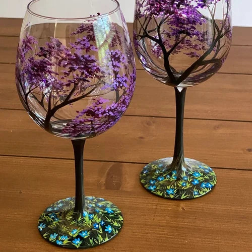 Skanto | Hand-Painted Wine Glasses – Four Seasons Art & Elegance