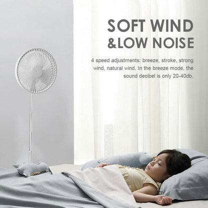 Rechargeable, foldable USB telescopic fan – quiet, 180° adjustable, 4 speed levels, portable ✨ | Karnz