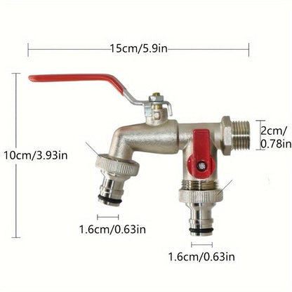 BowLift | Dual-Outlet Stainless Garden Faucet – Rustproof 2-Way Tap with Quick Connect & Independent Valves