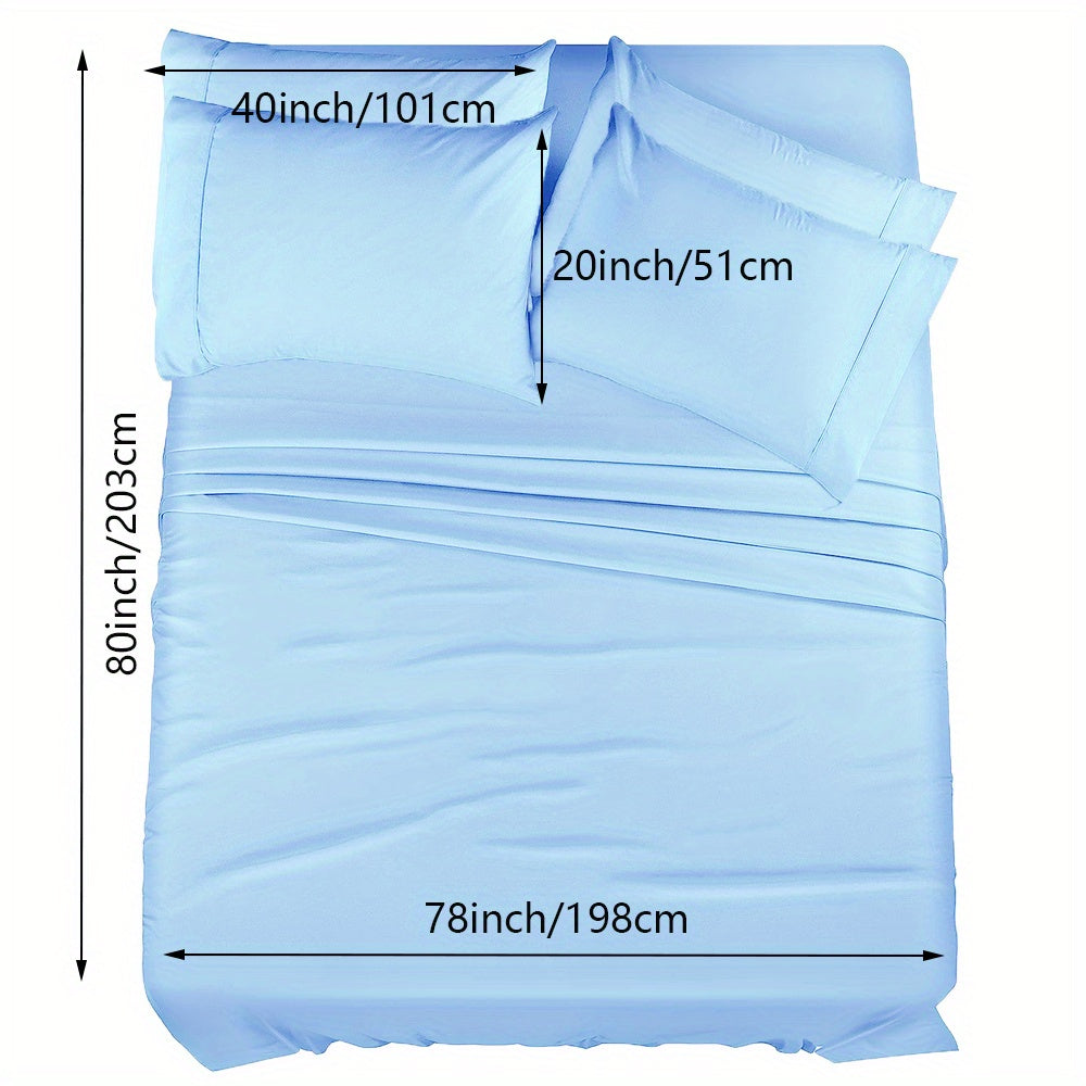 Skanto | 4/6 Pc Luxury Plush Fitted Sheet Set – Soft, Breathable, Color & Fade Resistant Bedding – Deep Pocket Flat Sheet, Fitted Sheet & 2/4 Pillowcases for Bedroom & Hotel Use