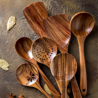 Skanto | Eco-Friendly Teak Wood Kitchen Utensils Set – 7 Piece Kitchen Tool Set