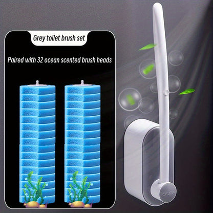 Skanto Skanto | 32 Brush Head Set or 48 Accessory Brush Heads - Wall-Mounted Bathroom Cleaning Set with Scented Brushes - Powerful Toilet Brush Set
