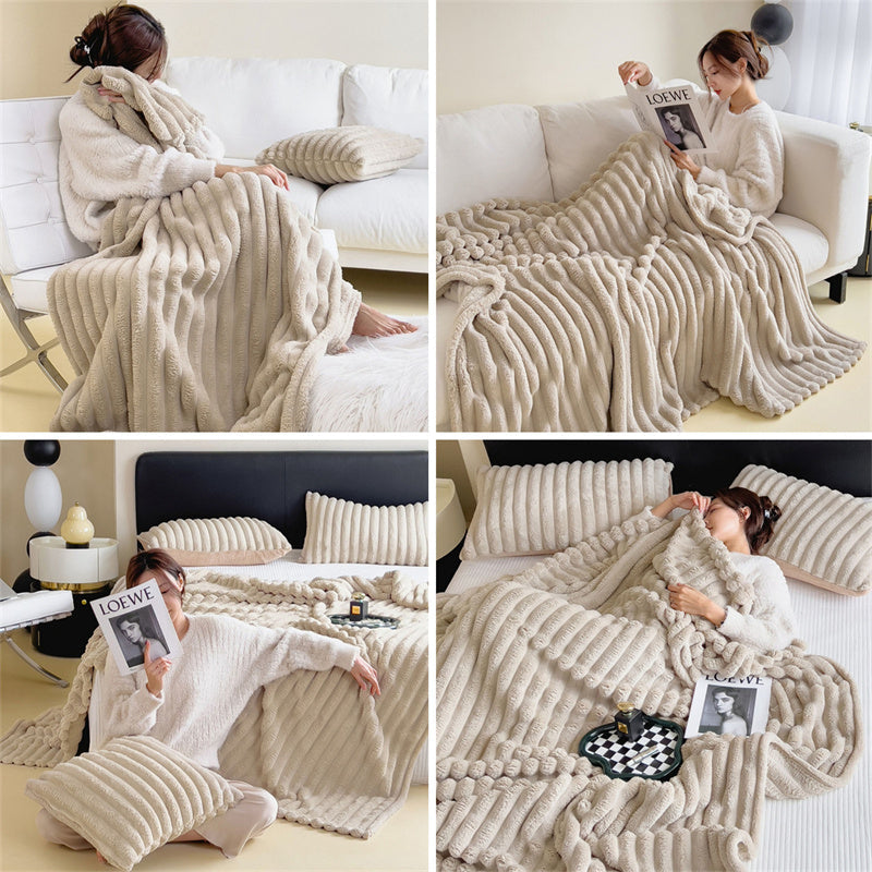 Luxurious faux-rabbit fur throw blanket for ultimate comfort