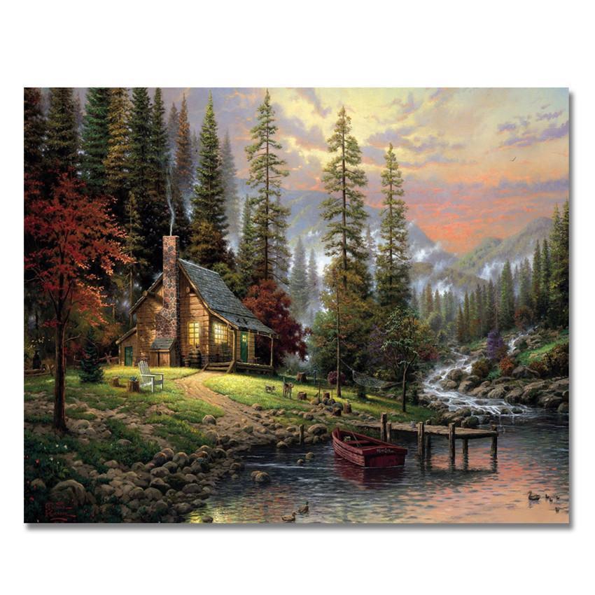 The Cabin By the Lake - Van-Go Paint-By-Number Kit | Bowlift