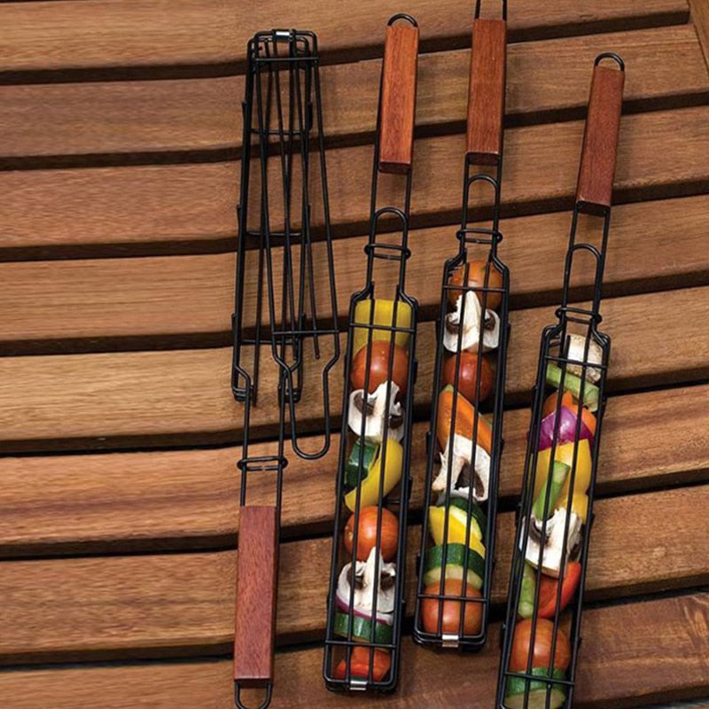 Camping Barbecue BBQ Grilling Basket Outdoor Portable Nonstick Grill | Bowlift
