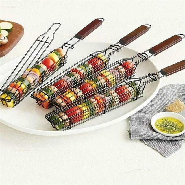 Camping Barbecue BBQ Grilling Basket Outdoor Portable Nonstick Grill | Bowlift