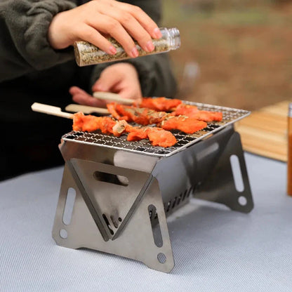 Camping Barbecue Grill Portable Folding Stainless Picnic BBQ Rack | Bowlift
