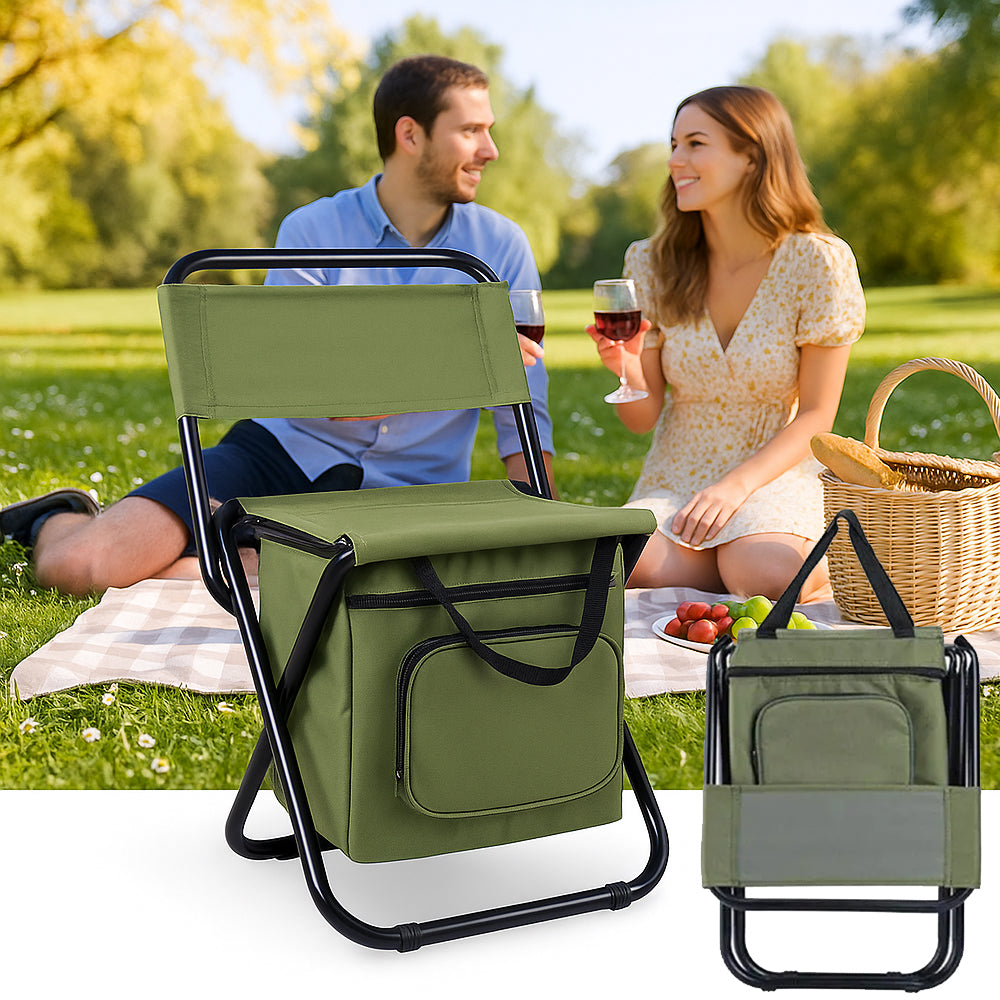 ChillPack Outdoor Chair – Foldable Camping Chair with Backrest and Integrated Cooler Bag | Bowlift