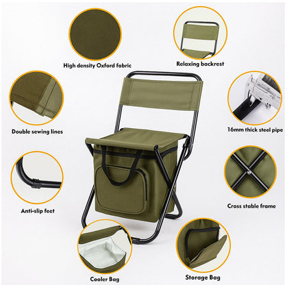 ChillPack Outdoor Chair – Foldable Camping Chair with Backrest and Integrated Cooler Bag | Bowlift