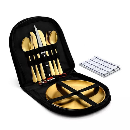 Camping Tableware Set Stainless Steel Picnic Cutlery Set | Bowlift