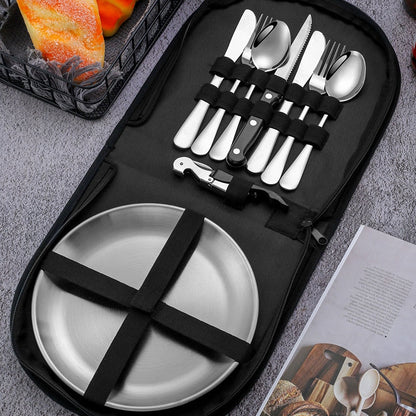 Camping Tableware Set Stainless Steel Picnic Cutlery Set | Bowlift