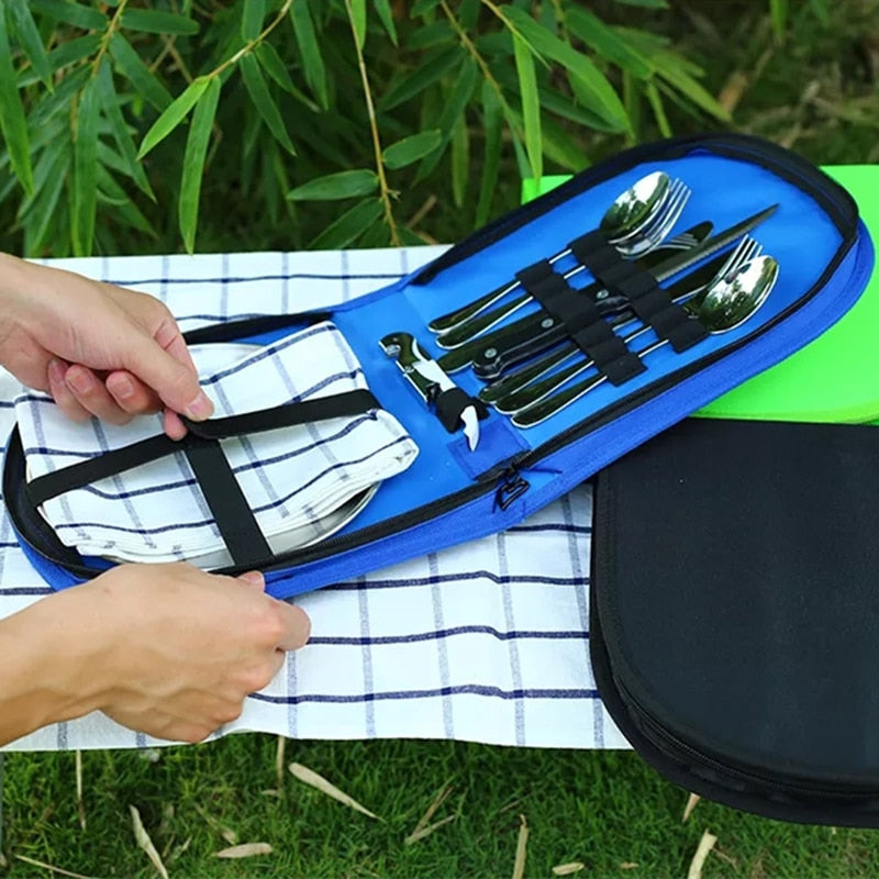 Camping Tableware Set Stainless Steel Picnic Cutlery Set | Bowlift