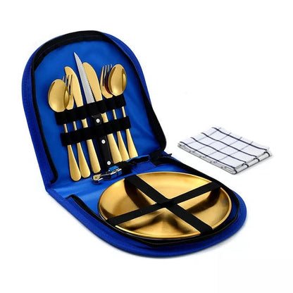 Camping Tableware Set Stainless Steel Picnic Cutlery Set | Bowlift