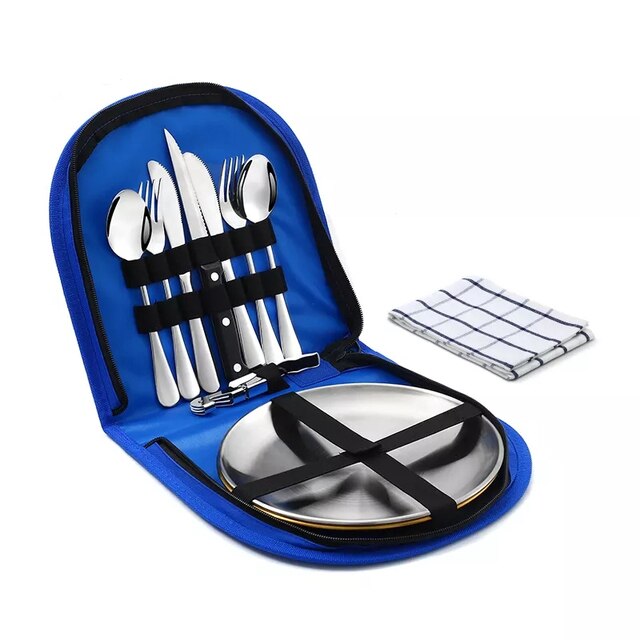 Camping Tableware Set Stainless Steel Picnic Cutlery Set | Bowlift
