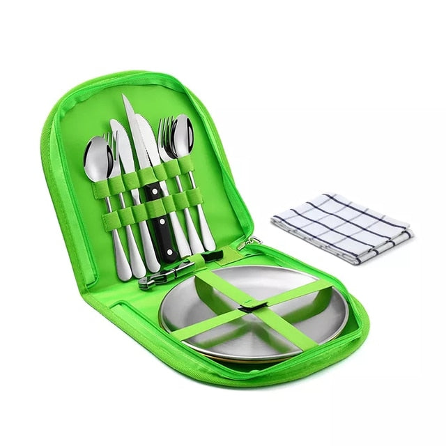 Camping Tableware Set Stainless Steel Picnic Cutlery Set | Bowlift