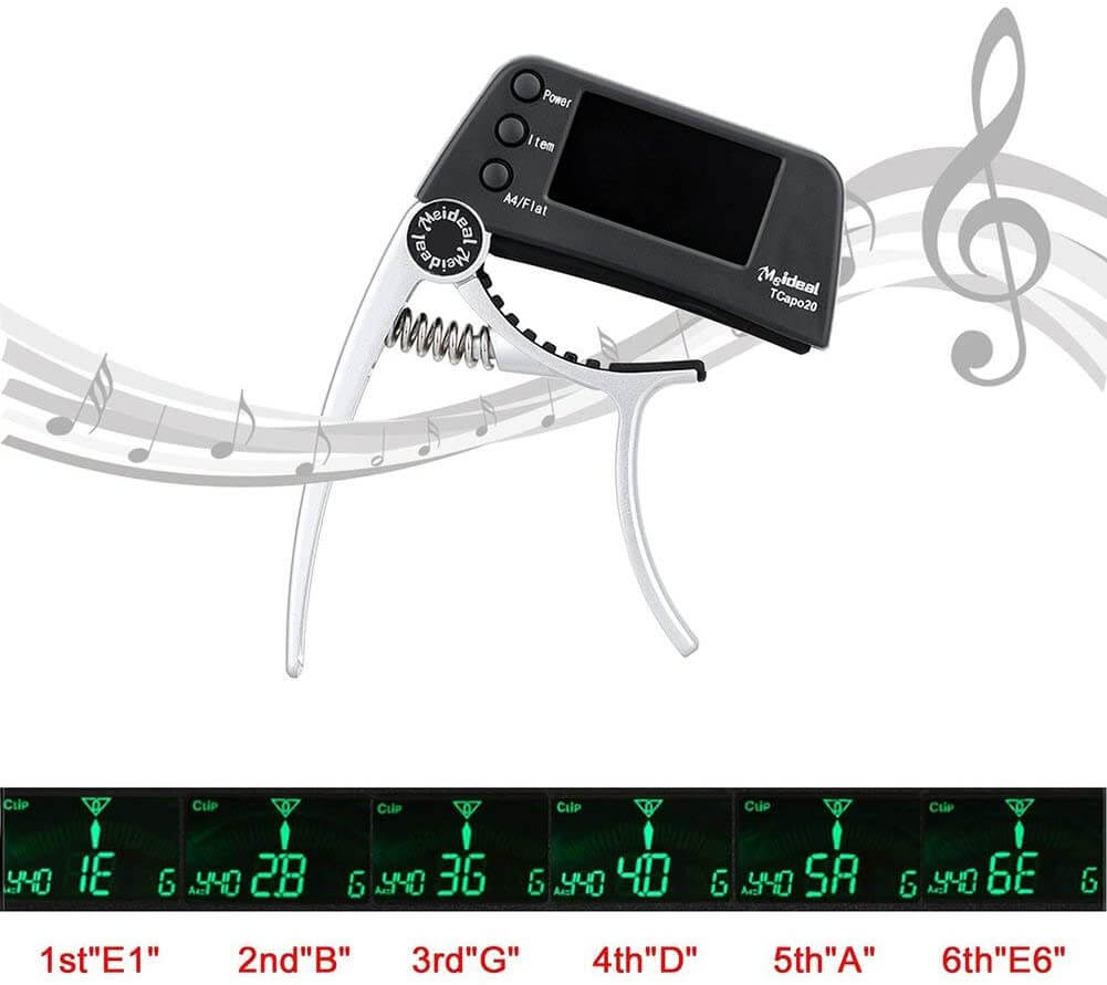 Capo & Tuner „TuneGrip“ – 2-in-1 Guitar Accessory with LCD Screen