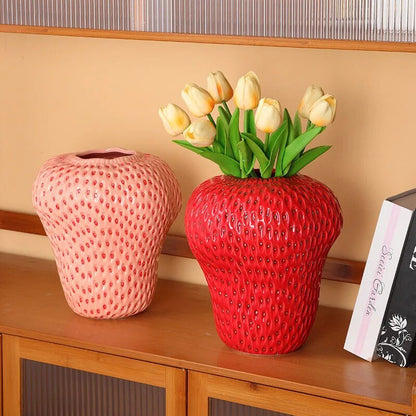 Cartoon Strawberry Ceramic Vase - Funny modern home decor | Karnz