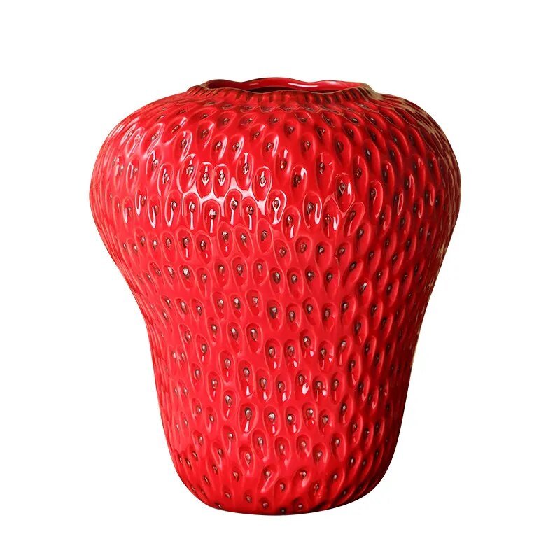 Cartoon Strawberry Ceramic Vase - Funny modern home decor | Karnz