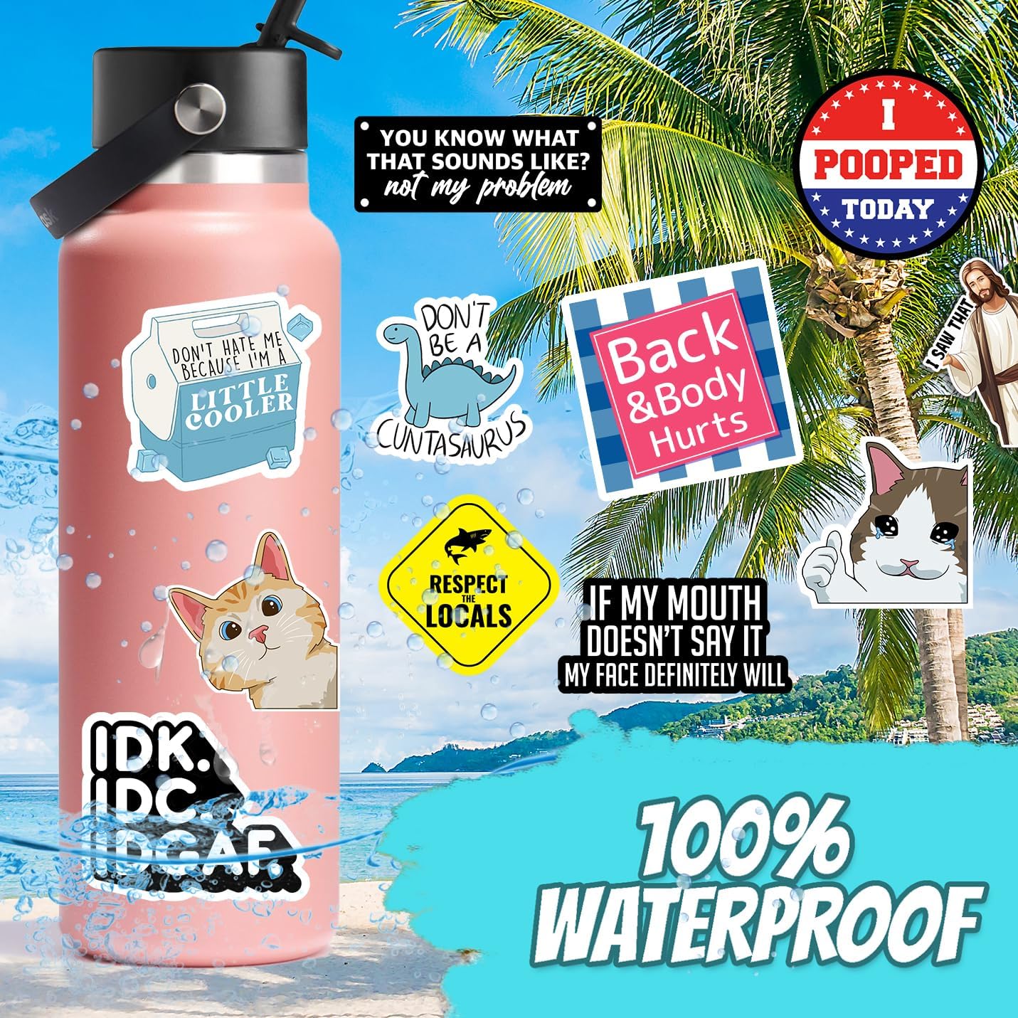 Set with 130 funny quote stickers