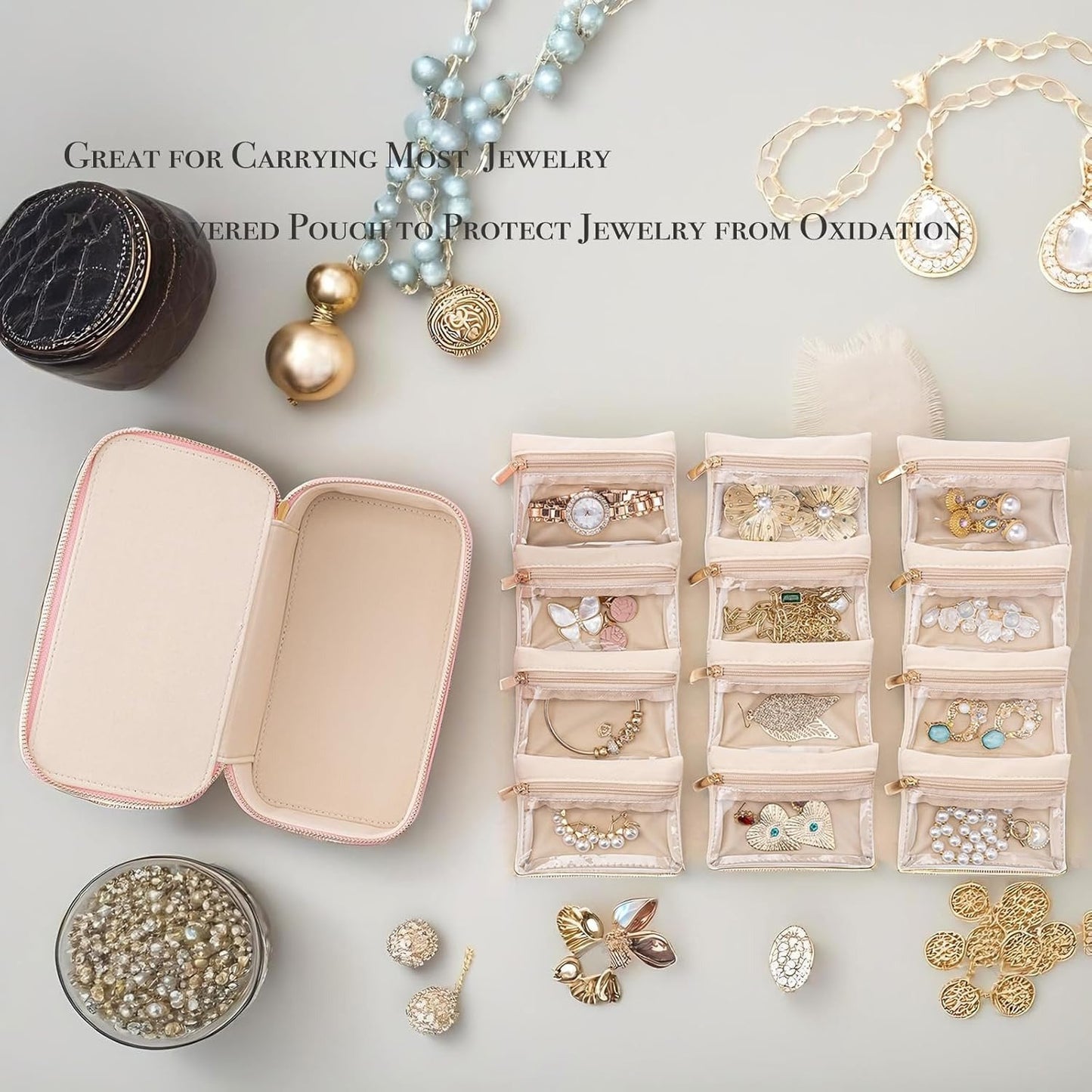 Jewelry box with 12 zipper compartments | Bowlift