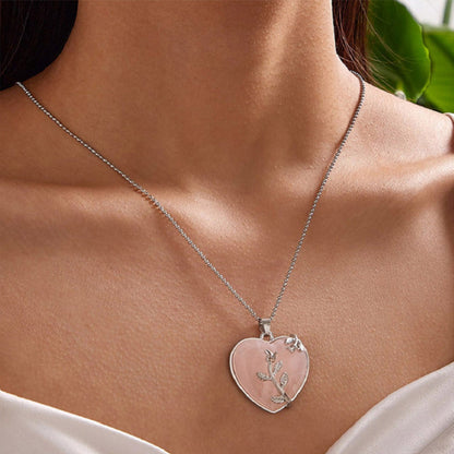 Skanto | Elegant Heart-Shaped Rose Quartz Necklace - Amara