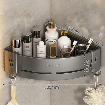 Skanto | EasyCorner Aluminum Shelf – Self-Adhesive Bathroom Hook Storage without Drilling