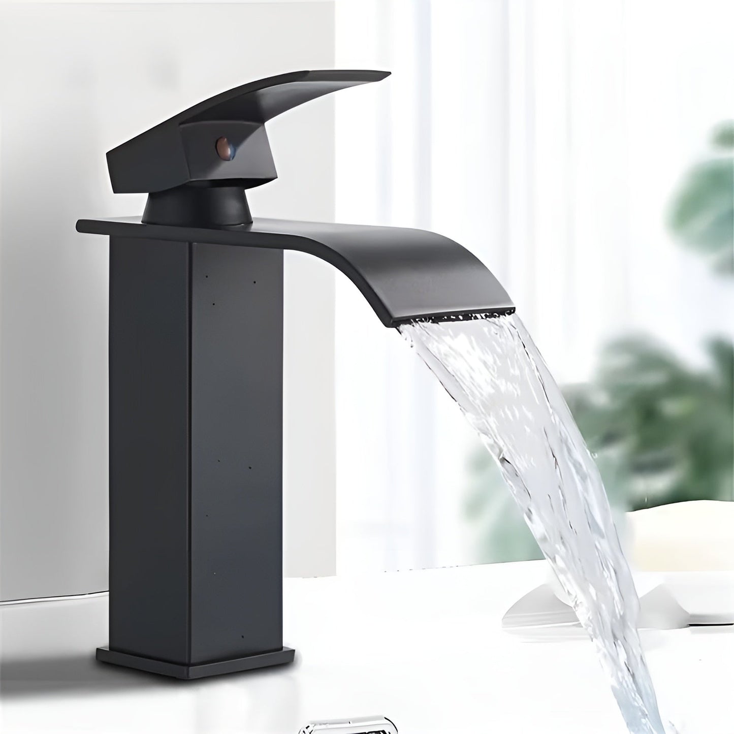 Stainless Steel Basin Faucet – Waterfall Spout with Hot and Cold Water | Single-Hole Mixer Tap in Karnzack Design for the Bathroom