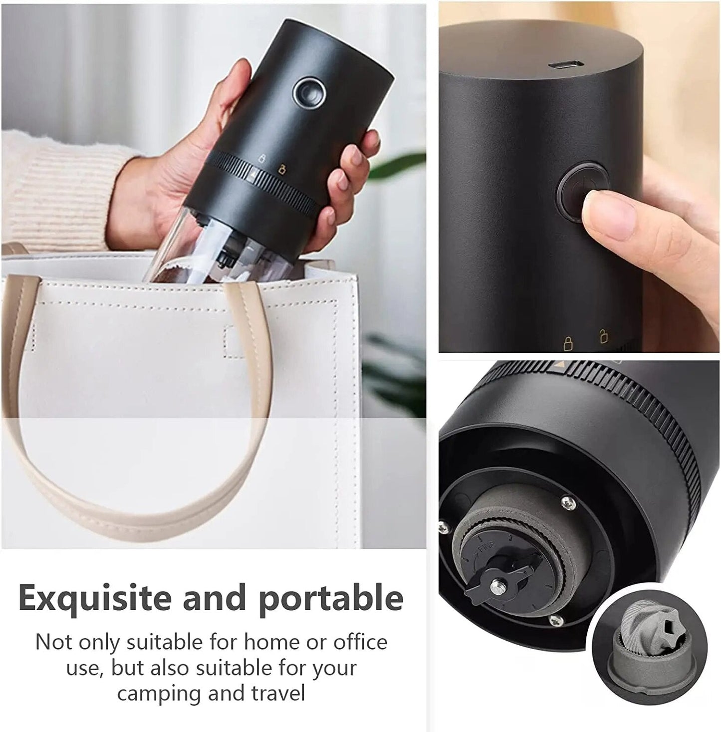 Skanto | Portable Electric Coffee Grinder with USB Type-C Charging & Ceramic Grinder