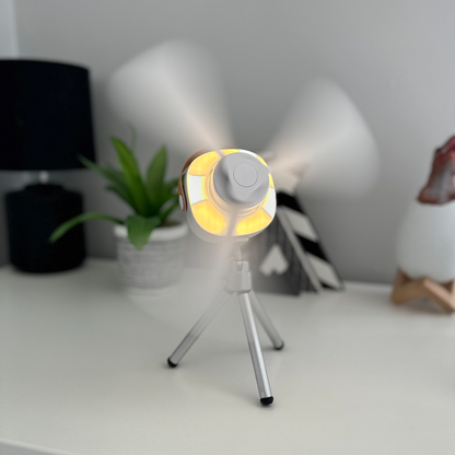 BowLift | Mini portable ceiling fan with LED light & remote control – 4 speeds, USB rechargeable