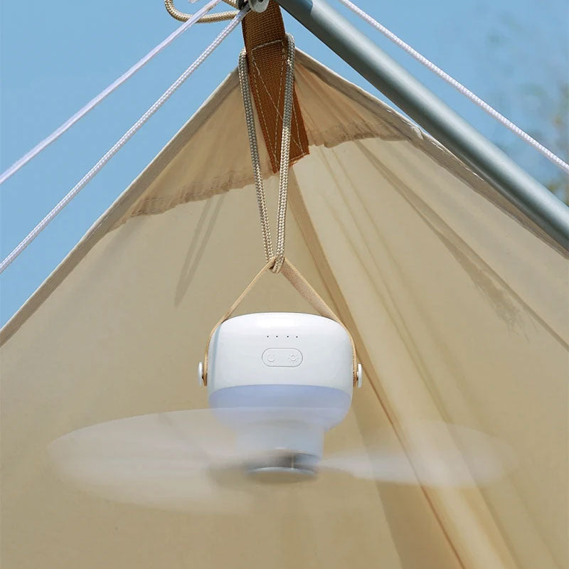 BowLift | Mini portable ceiling fan with LED light & remote control – 4 speeds, USB rechargeable