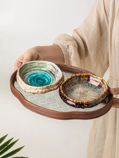 Ceramic Ice Cracked Glaze Molecular Cuisine Tableware Dessert Platter | Bowlift