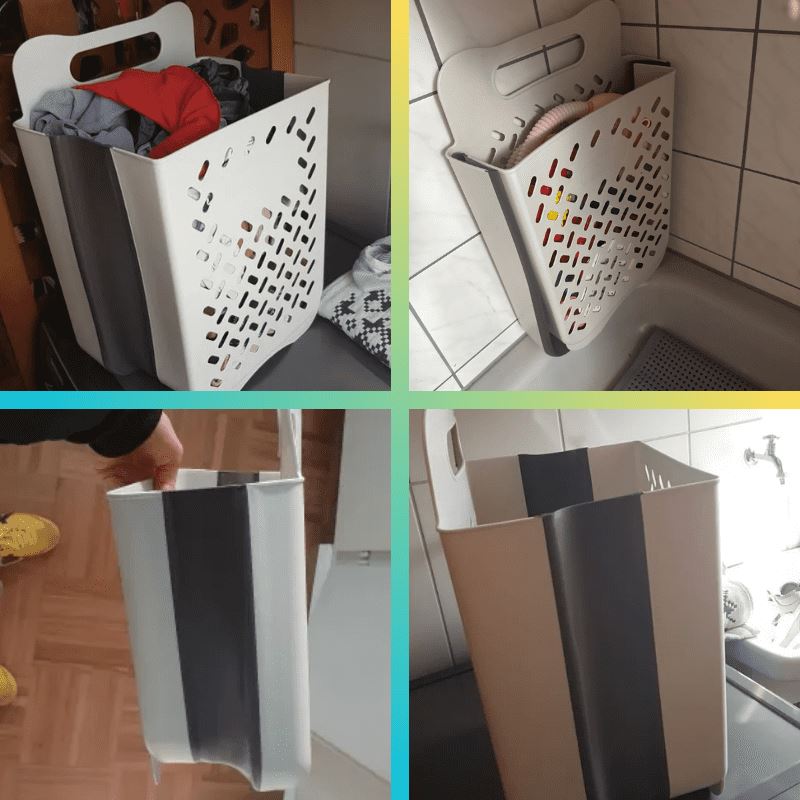 Space-saving laundry basket expandable & foldable | Bowlift