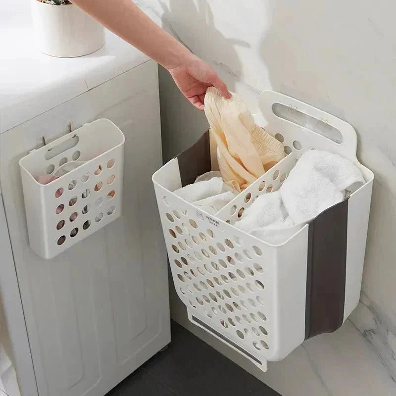 Space-saving laundry basket expandable & foldable | Bowlift