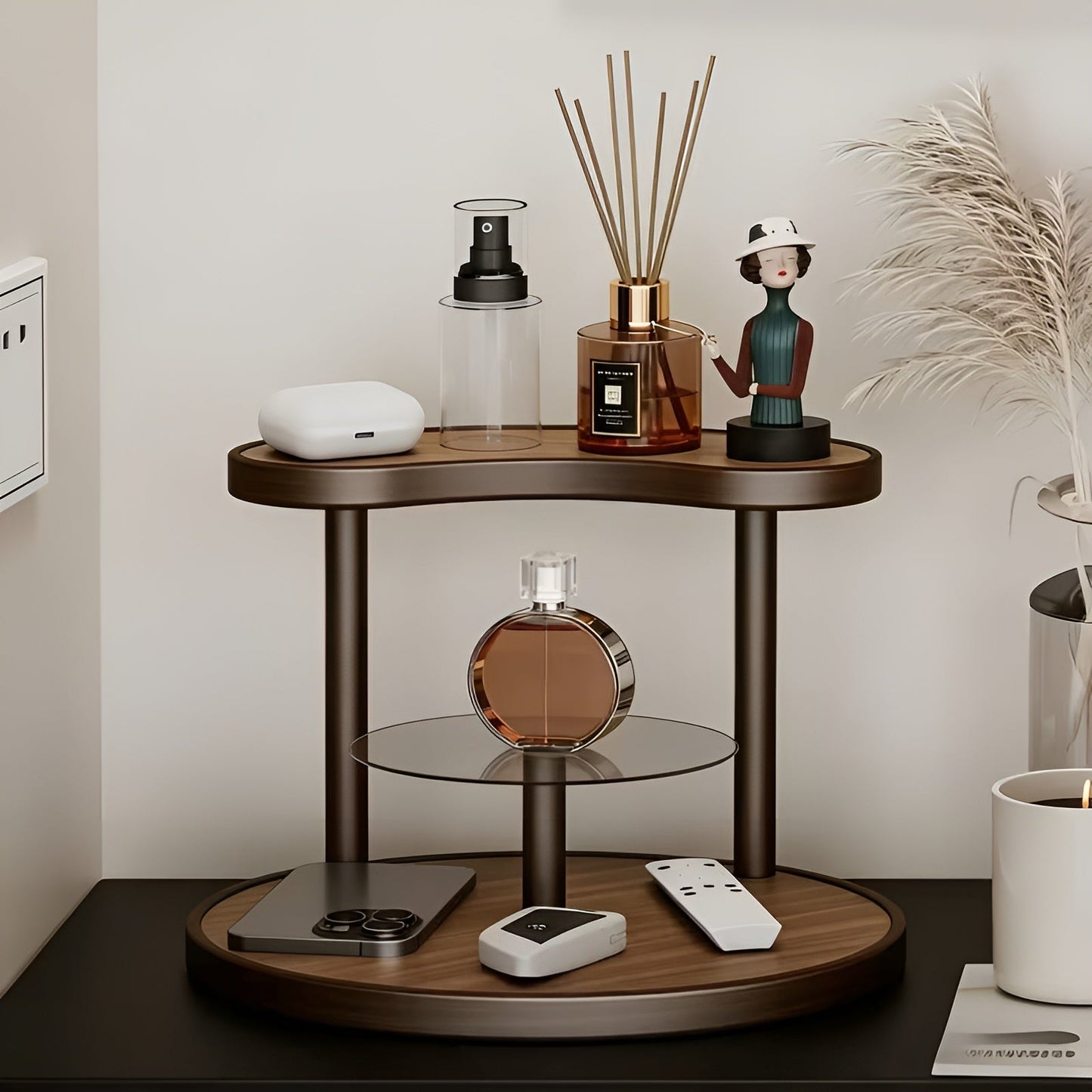 Rotating wooden makeup organizer - 3-tiered and staBowlifte | Practical storage for cosmetics | Bowlift