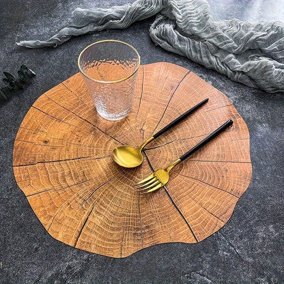 Sandsberg 4-piece Set Tree Ring Placemats | Natural Wood Look | Heat Resistant & Non-Slip