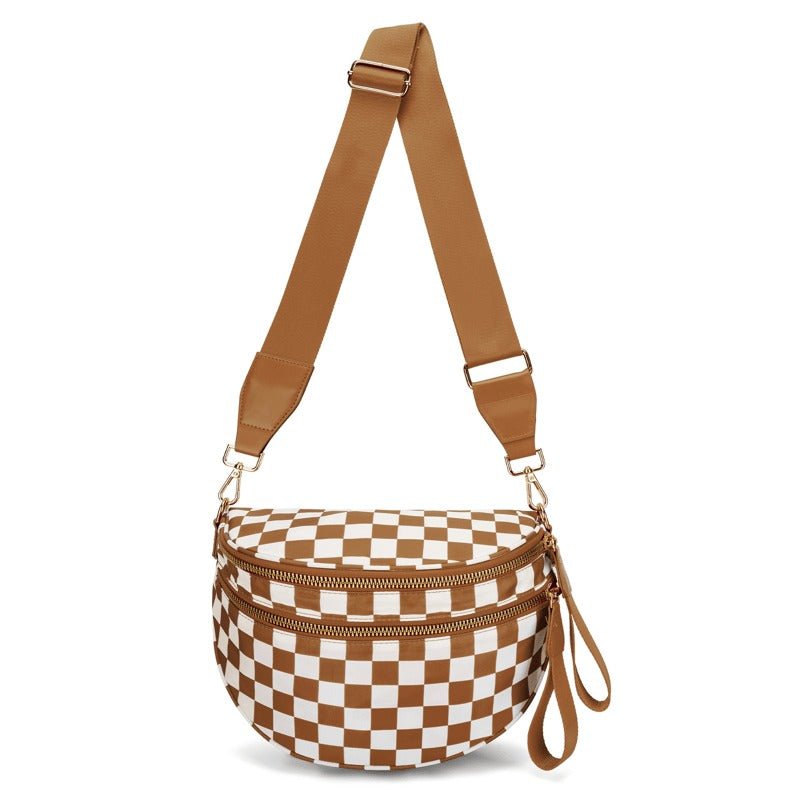 Skanto | LuxeMosaic Iris Crossbody Bag | Stylish Checkerboard Bag with Adjustable Strap for Everyday Essentials