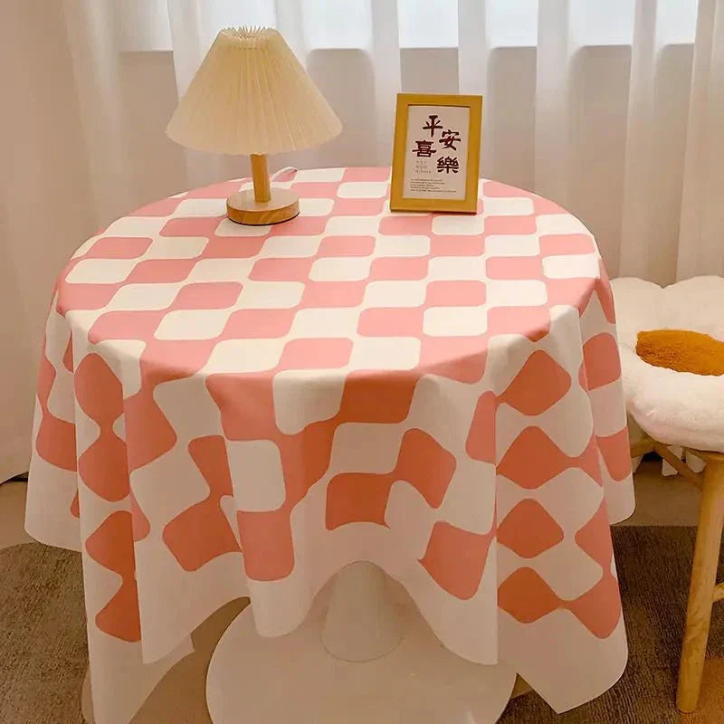 BowLift | Round tablecloth made of cotton with check pattern