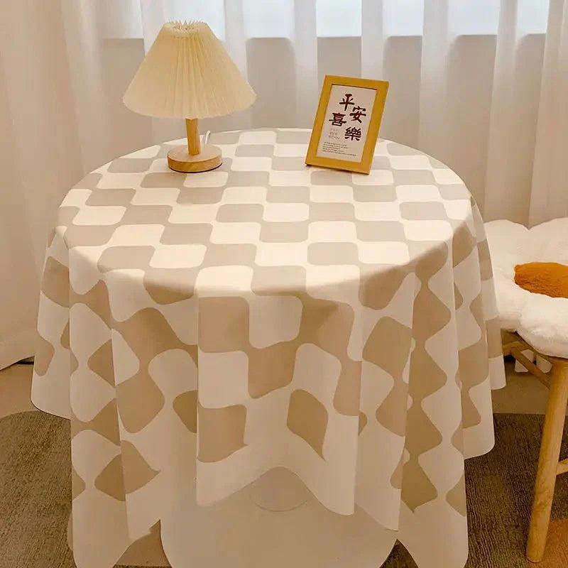 BowLift | Round tablecloth made of cotton with check pattern