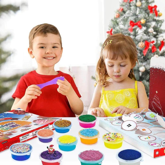 Skanto Skanto | Christmas Time Advent Calendar 24 Days Crystal Mud Blind Box - Christmas Countdown Toy for Kids