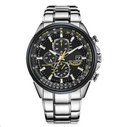 Stainless Steel Chronograph Watch with Quartz Movement, Calendar and Waterproof Case