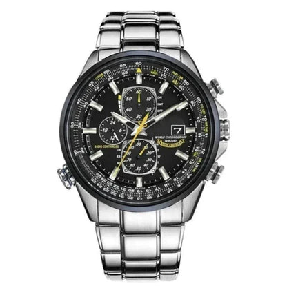 Stainless Steel Chronograph Watch with Quartz Movement, Calendar and Waterproof Case