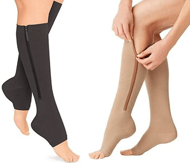 BowLift | CIRCULOFLEX – Zipper Compression Socks 20-30 mmHg with Open Toe Design