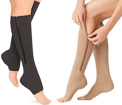 BowLift | CIRCULOFLEX – Zipper Compression Socks 20-30 mmHg with Open Toe Design